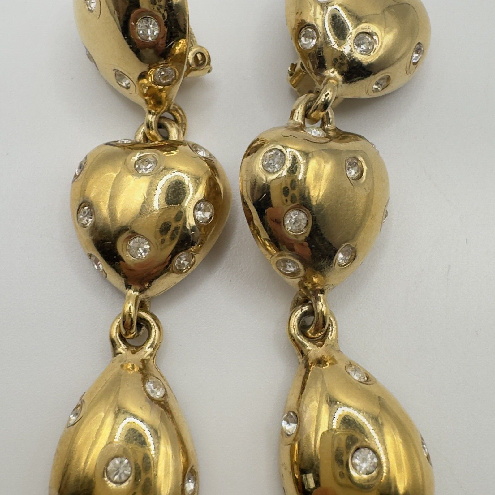 Givenchy Vintage Heart Clip Earrings Gold Tone Chunky Runway 1980 Valentines Day
