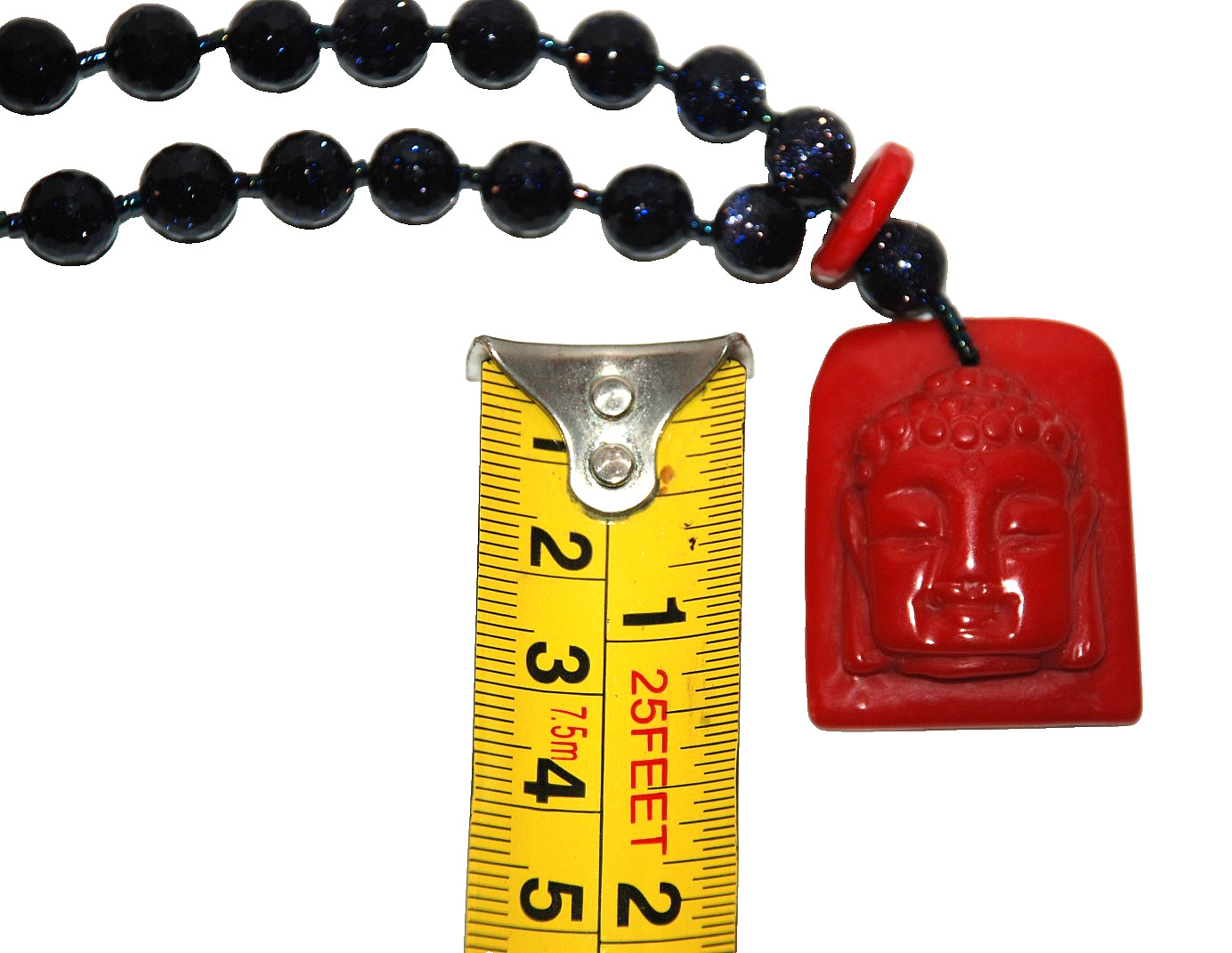 Blue Goldstone Coral Budda Choker Necklace Women’s Jewelry JOI N120 Vintage 1987