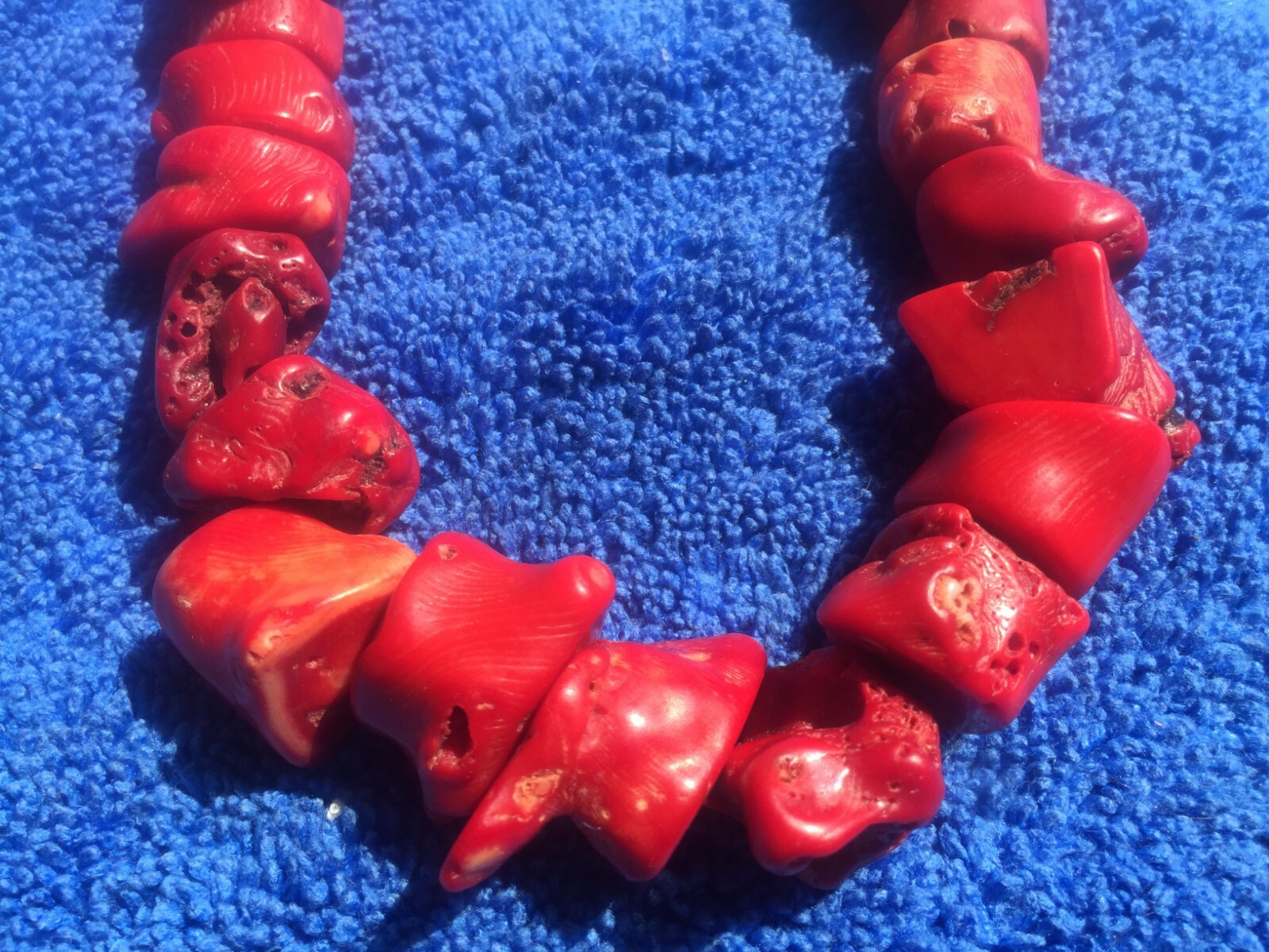 chinese china fine Necklace yes of Deep Red Bamboo Coral nuggets accented