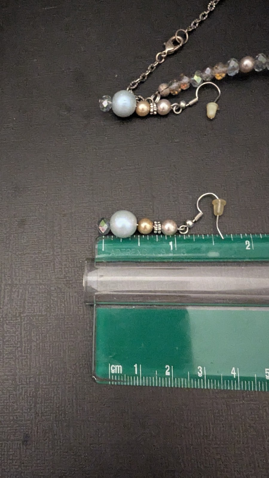 Vintage Light Blue Embossed Peacock Necklace – possibly Celluloid? With Earrings