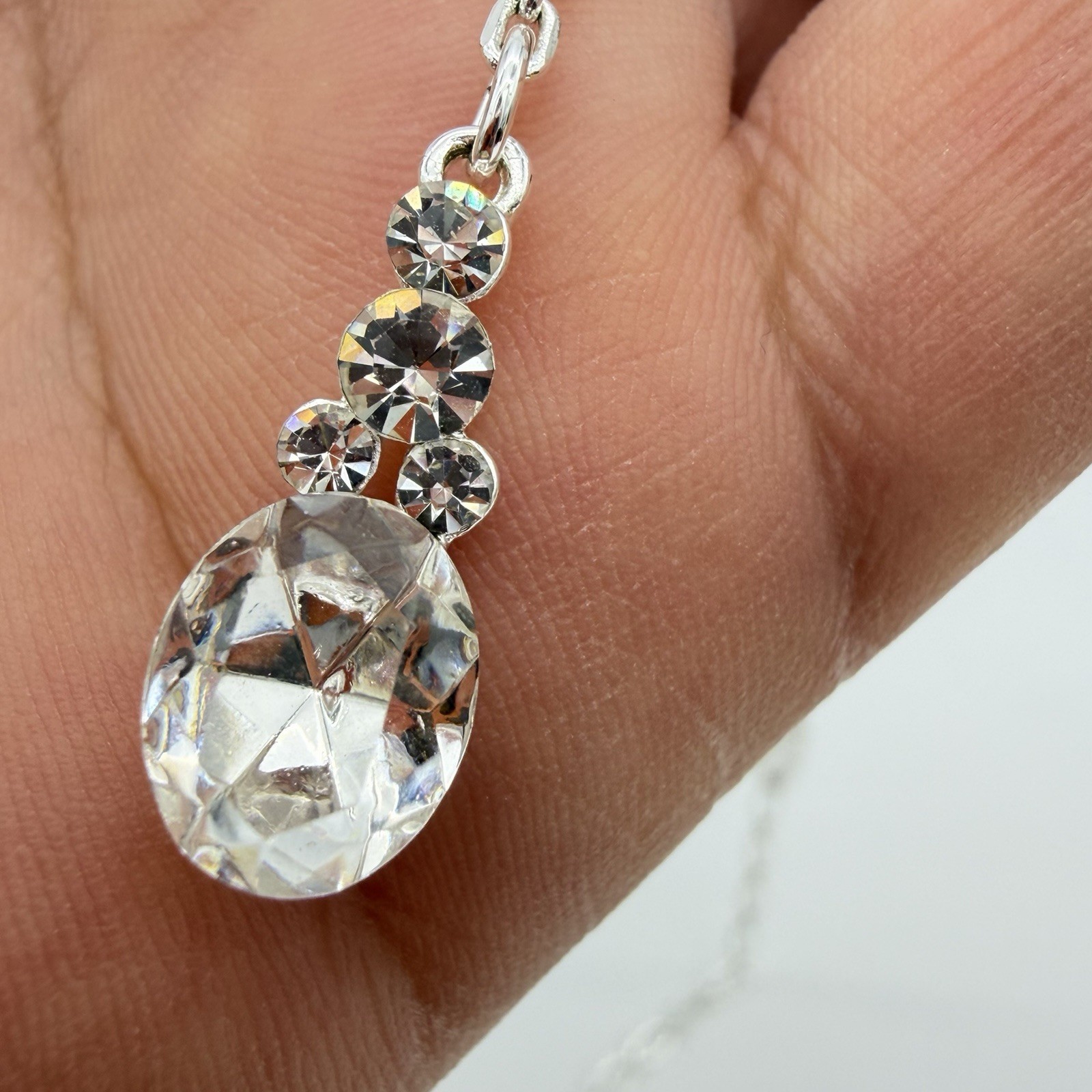 Vintage Signed Givenchy Crystal Necklace Y Drop Lavaliere