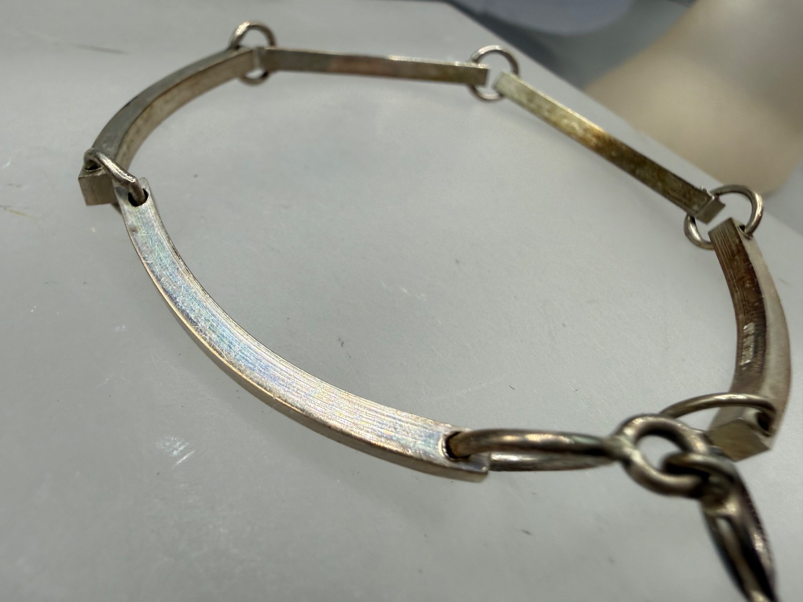 VINTAGE ESTATE STERLING SILVER PANEL BAR LINK MEN WOMEN UNISEX BRACELET SIGNED