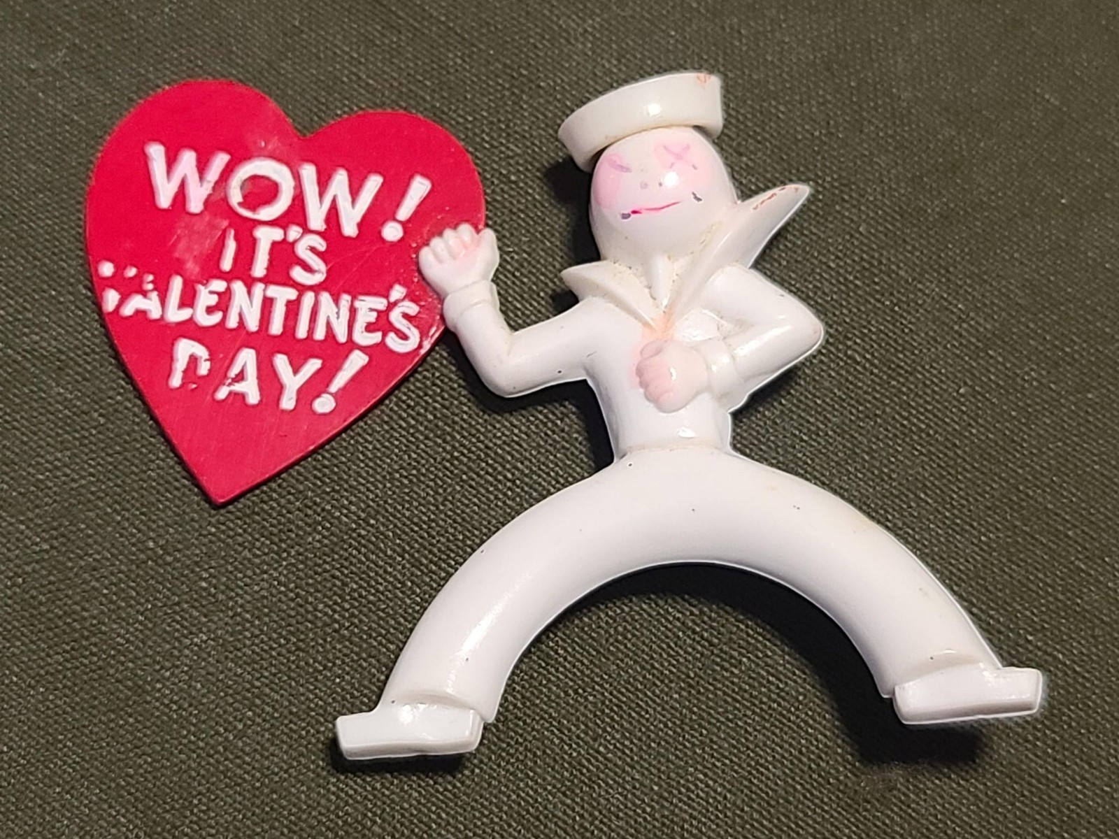 Vintage 1940s Valentine’s Day Sailor Pin WWII Novelty Brooch US Navy Sweetheart