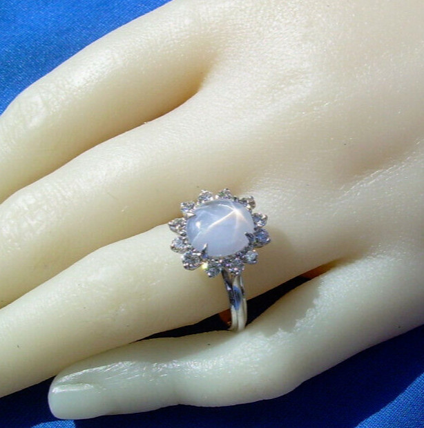 Original EARTH MINED STAR SAPPHIRE DIAMOND Deco Engagement Ring Diana Solitaire