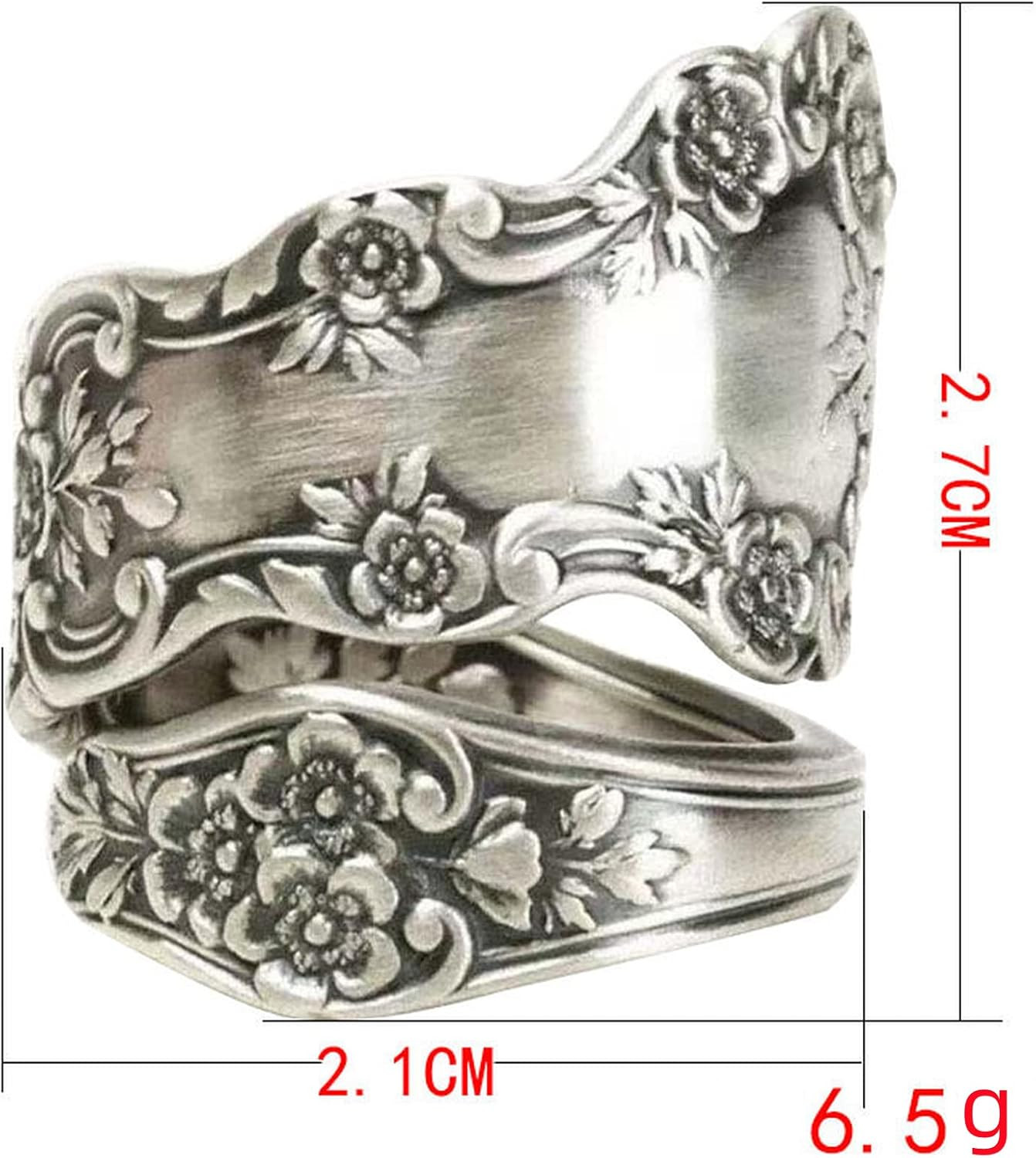 925 Sterling Silver Oxidized Spoon Ring Adjustable Vintage Jewelry for Women