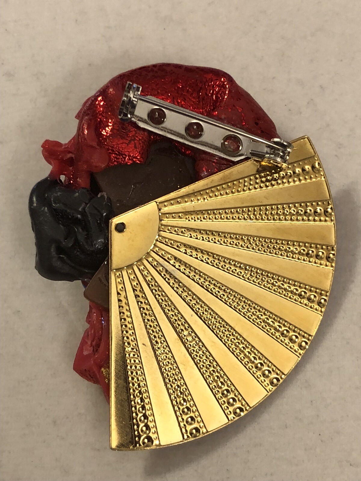 Vintage F Jaretta Lady Head Face Brooch Pin Oil Slick Woman Of Color African