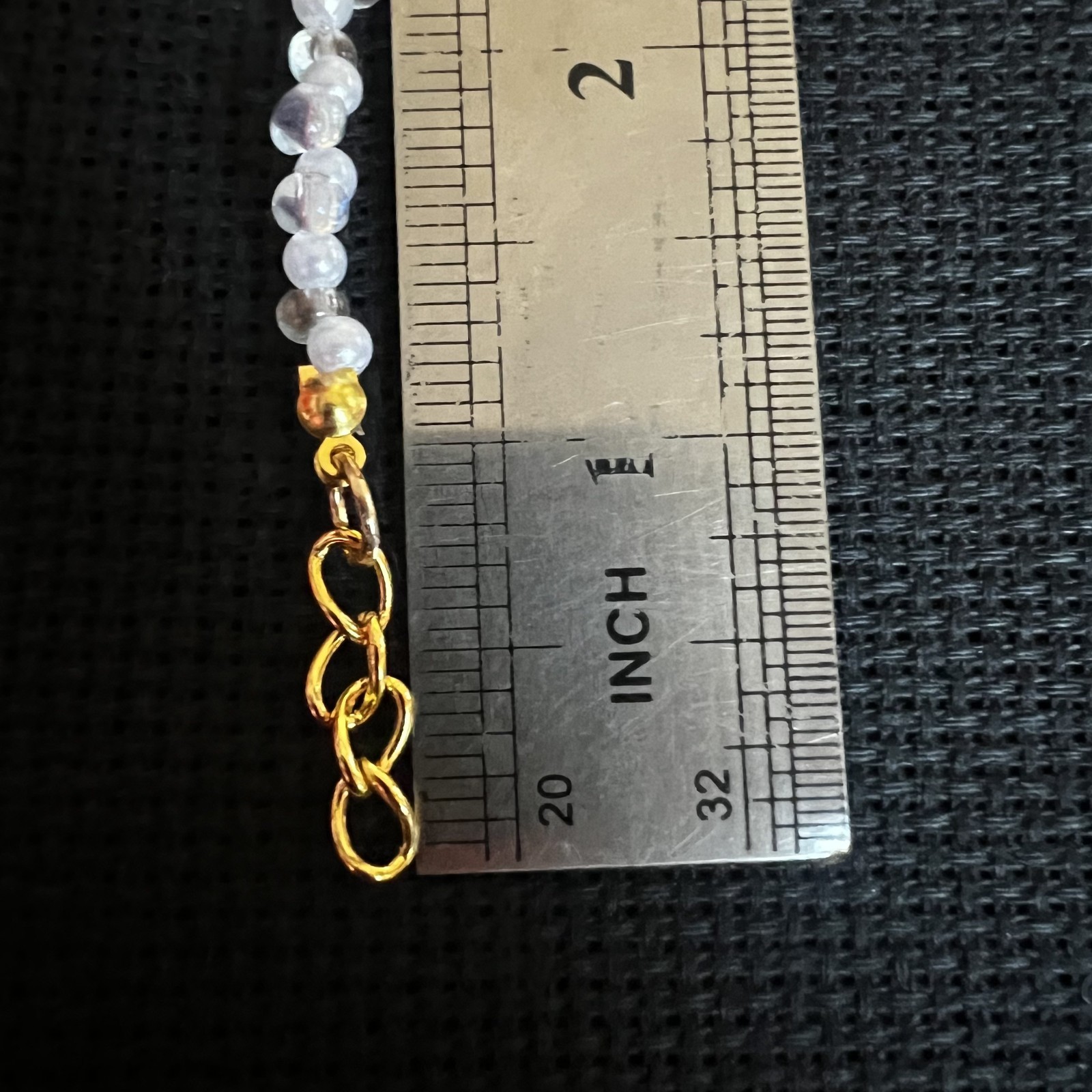 Handmade fauxpearl clear glass deaded necklace gold tone clasp choker strand