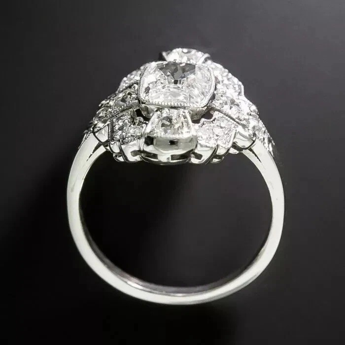 Art Deco Vintage Style 4.29Ct Lab Created Diamond Wedding 14K White Gold FN Ring