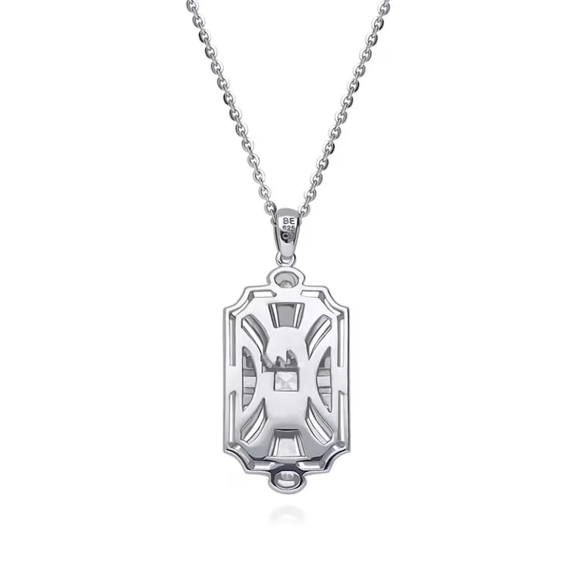 Art Deco Style Lab Created Diamond For Any Occasion Pendant 14K White Gold FN