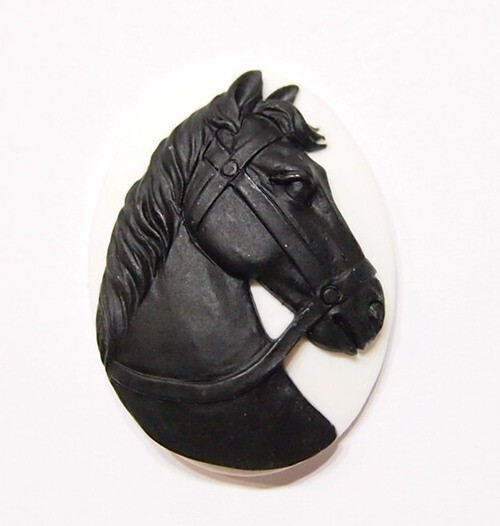 4 Different Colors of 40x30mm Horse Portrait Cameos, Very Nice