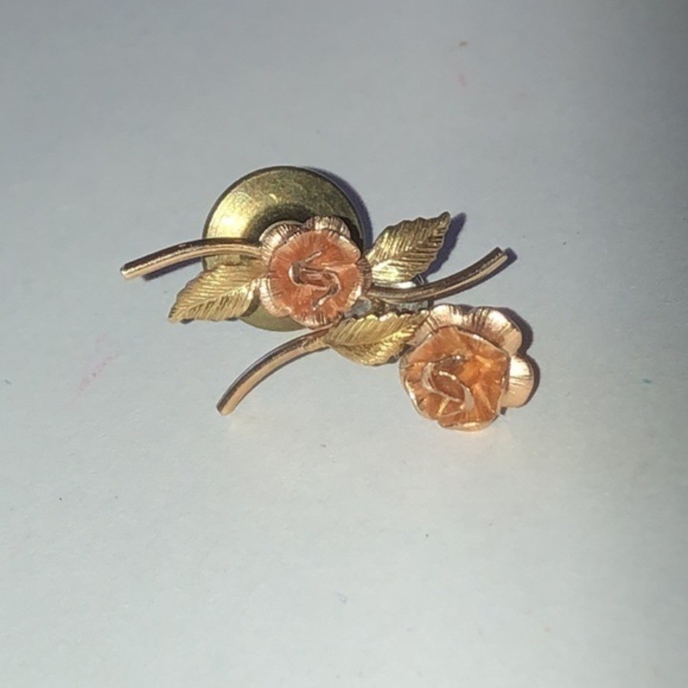 Tiny Vintage Rose Gold Tone Plated Pins Unsigned Krementz