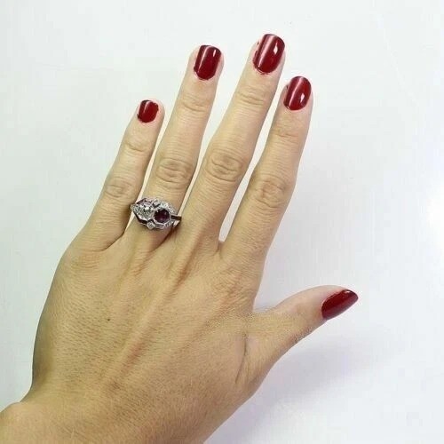 3Ct Vintage Art Deco Style Lab Created Diamond Engagement 14K White Gold FN Ring