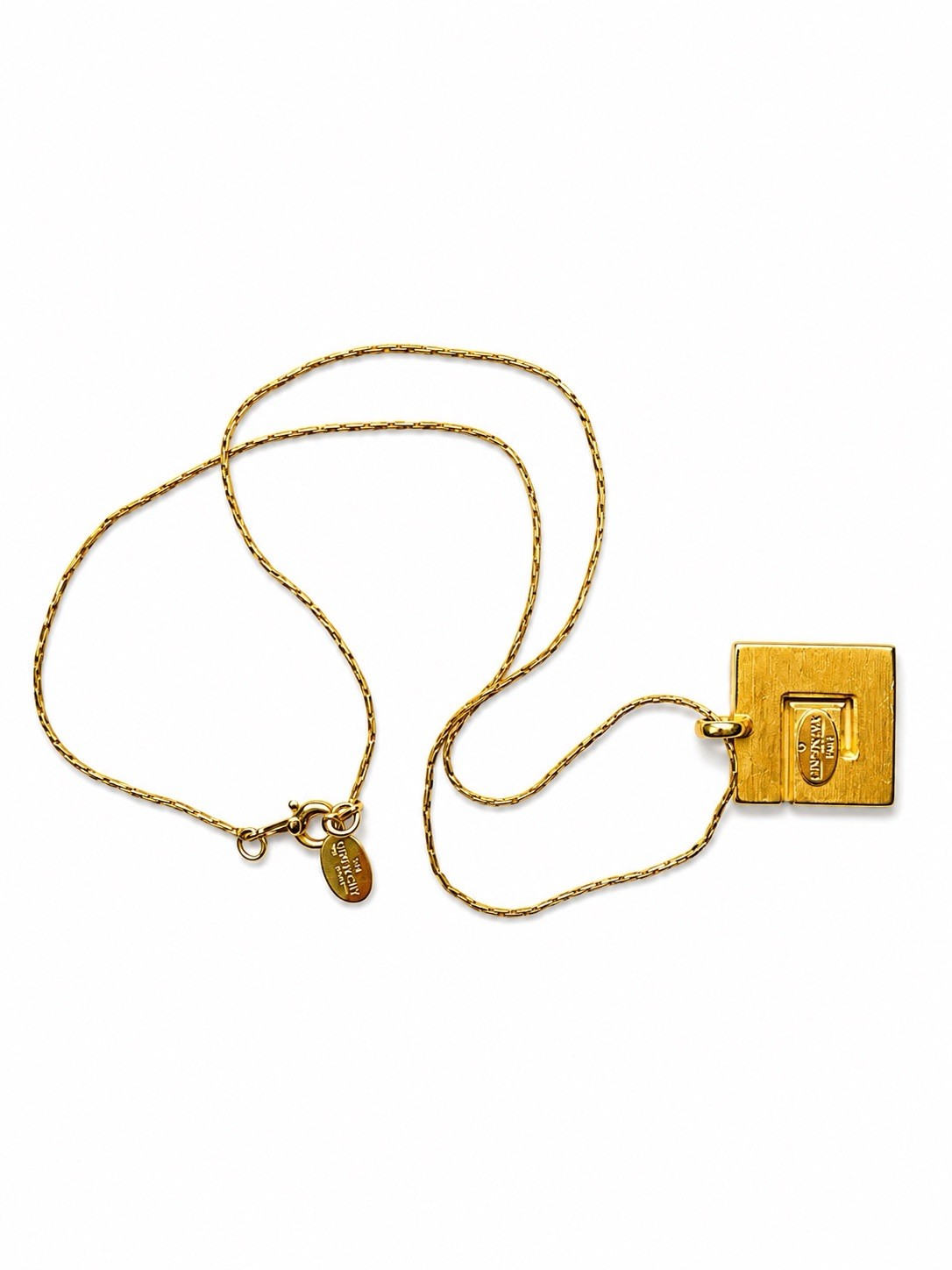 Authentic Givenchy Gold Tone Square Enamel Geometic Pendant PreOwn Excellent