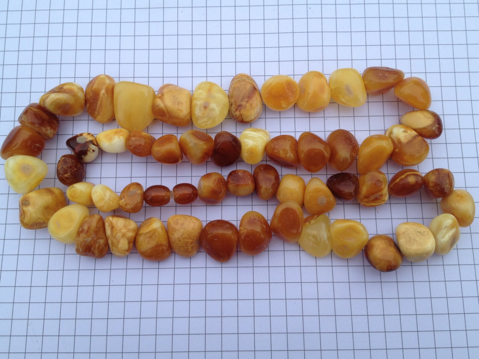 Vintage Natural Baltic Amber Neckalce Egg Yolk Butterscotch 40 gr.