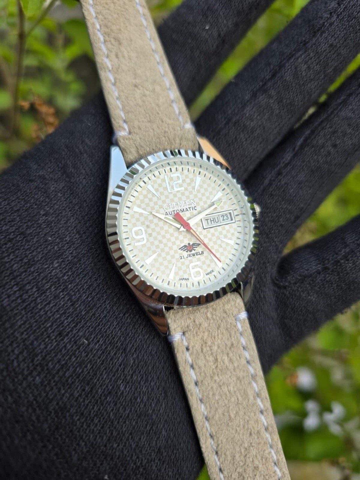 Vintage Citizen Automatic Transparent Back Men Day date Refurbished wrist watch*