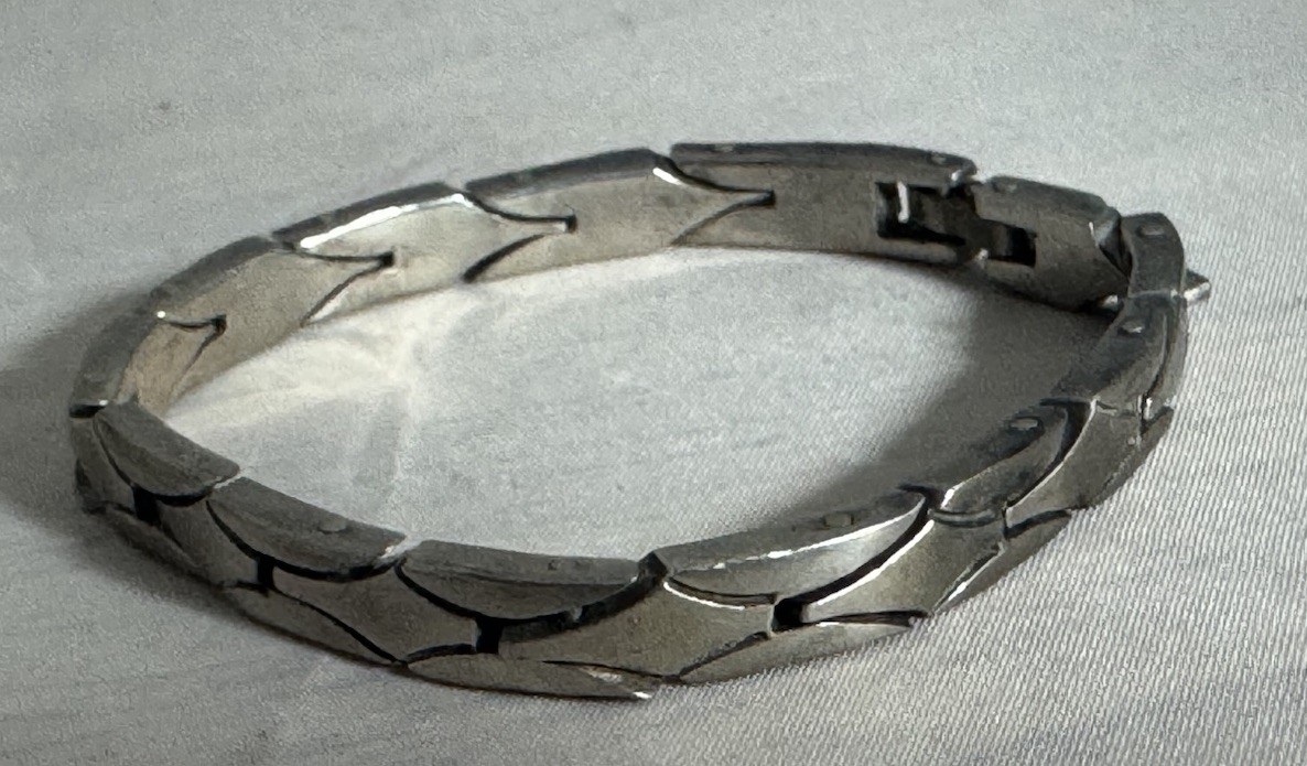 Vintage Taxco Sterling Silver 6mm Bracelet Modernist Style 6.5”
