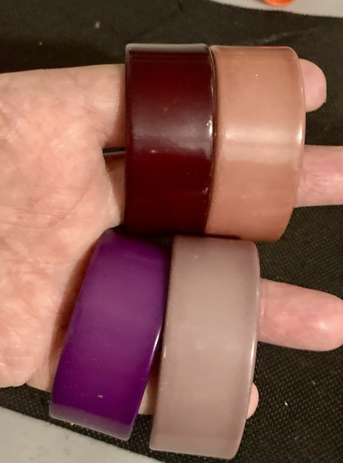 Vintage 1960’s Thick Lucite Bracelets 2 3/8″ For Small Wrists Set of 4