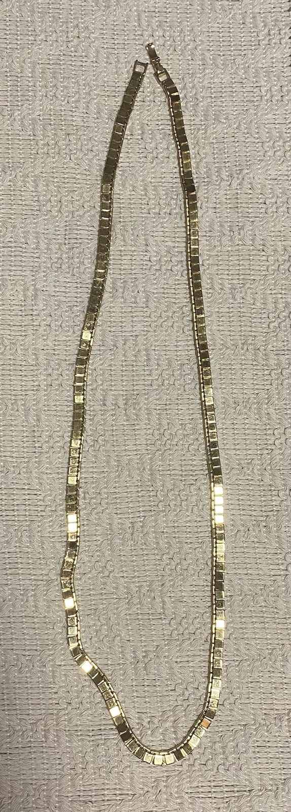 Vintage Monet Gold Tone Flat Square Link Chain Necklace 24”