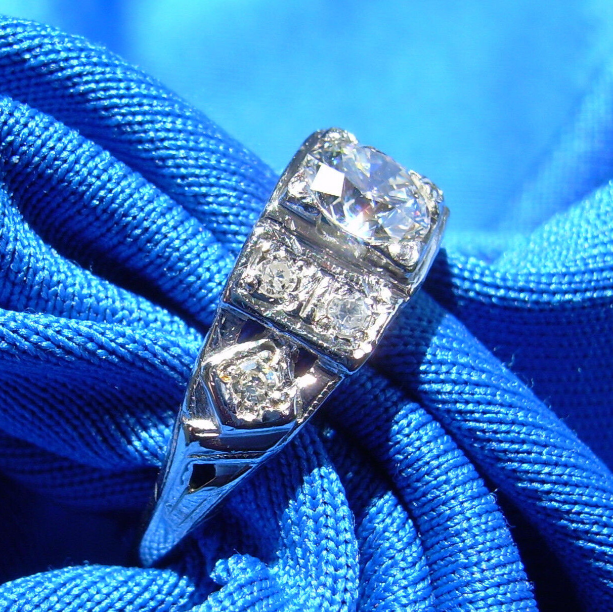 Original EARTH MINED DIAMOND Art Deco Engagement Ring Antique Platinum Solitaire