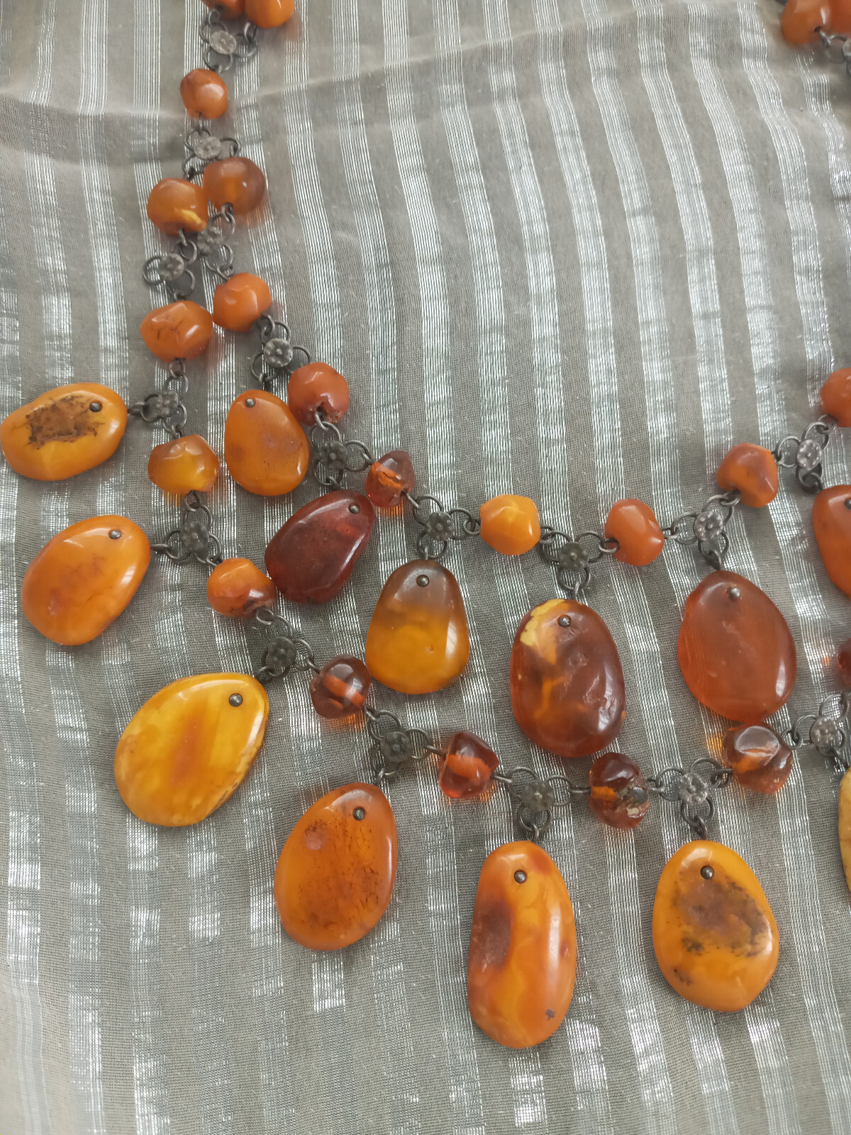 Vintage Natural Handmade Raw Baltic Amber Collar Necklace Butterscotch Egg Yolk