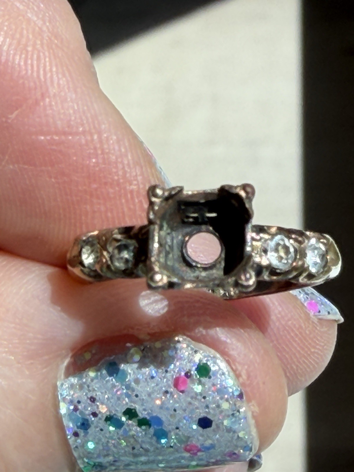 Vintage 14K RGP Rolled Gold Plate Ring Setting Missing Stone Engagement
