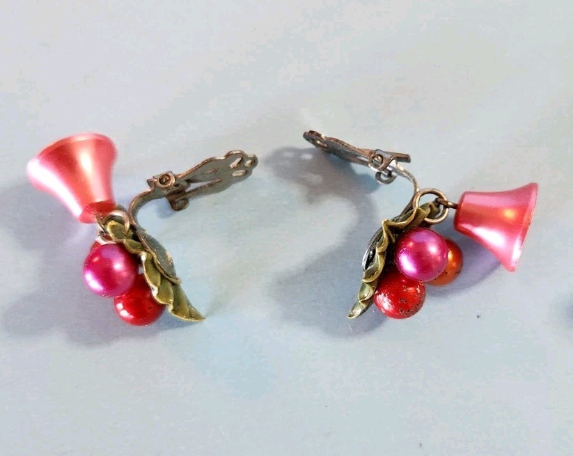 Vintage Holiday Pins And Clip On Earrings Bundle, Various Material