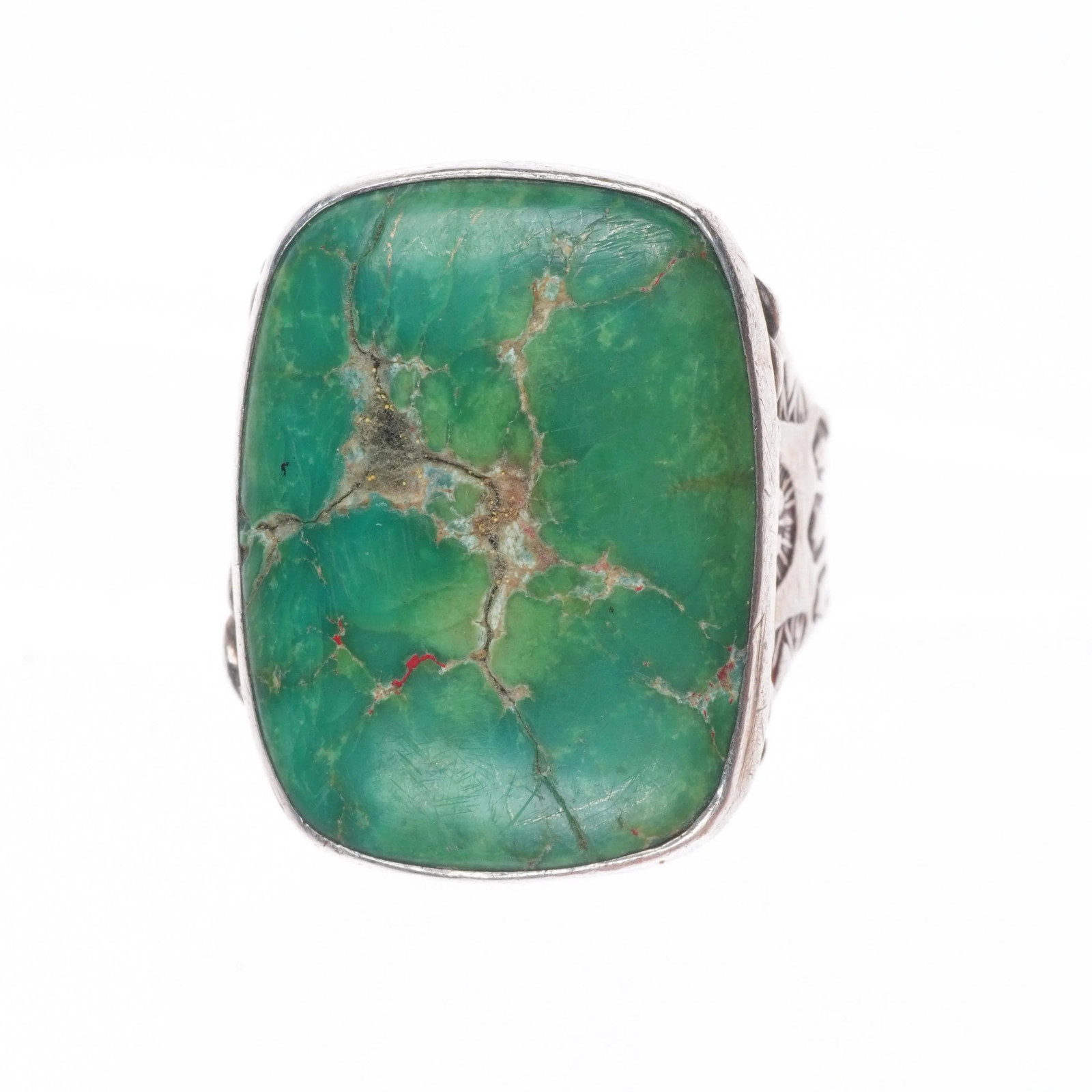 sz5 c1930’s Cerrillos Turquoise ingot/sterling silver vintage Navajo ring
