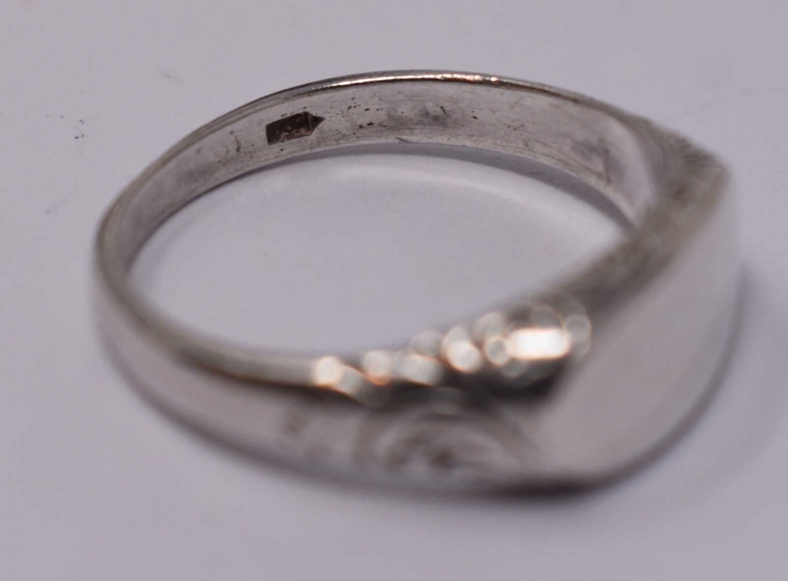 Vintage Sterling Silver Blank Signet Ring Hand Chased Scrolls sz. 4.5