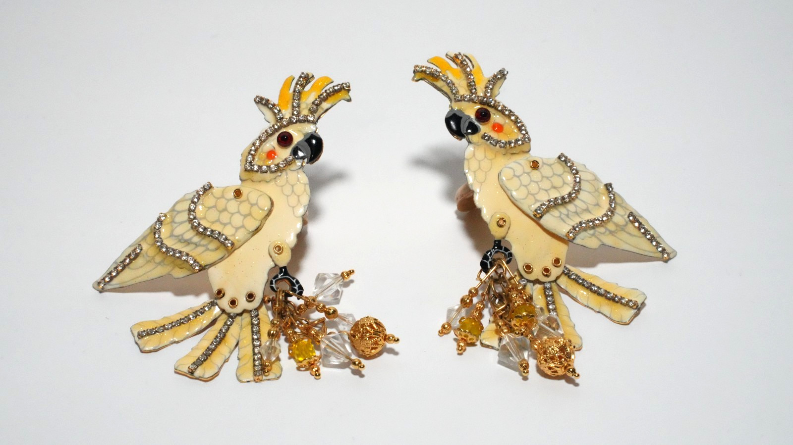Lunch at the Ritz Vintage Cockatoo Bird Clip-On Earrings – Statement Designer