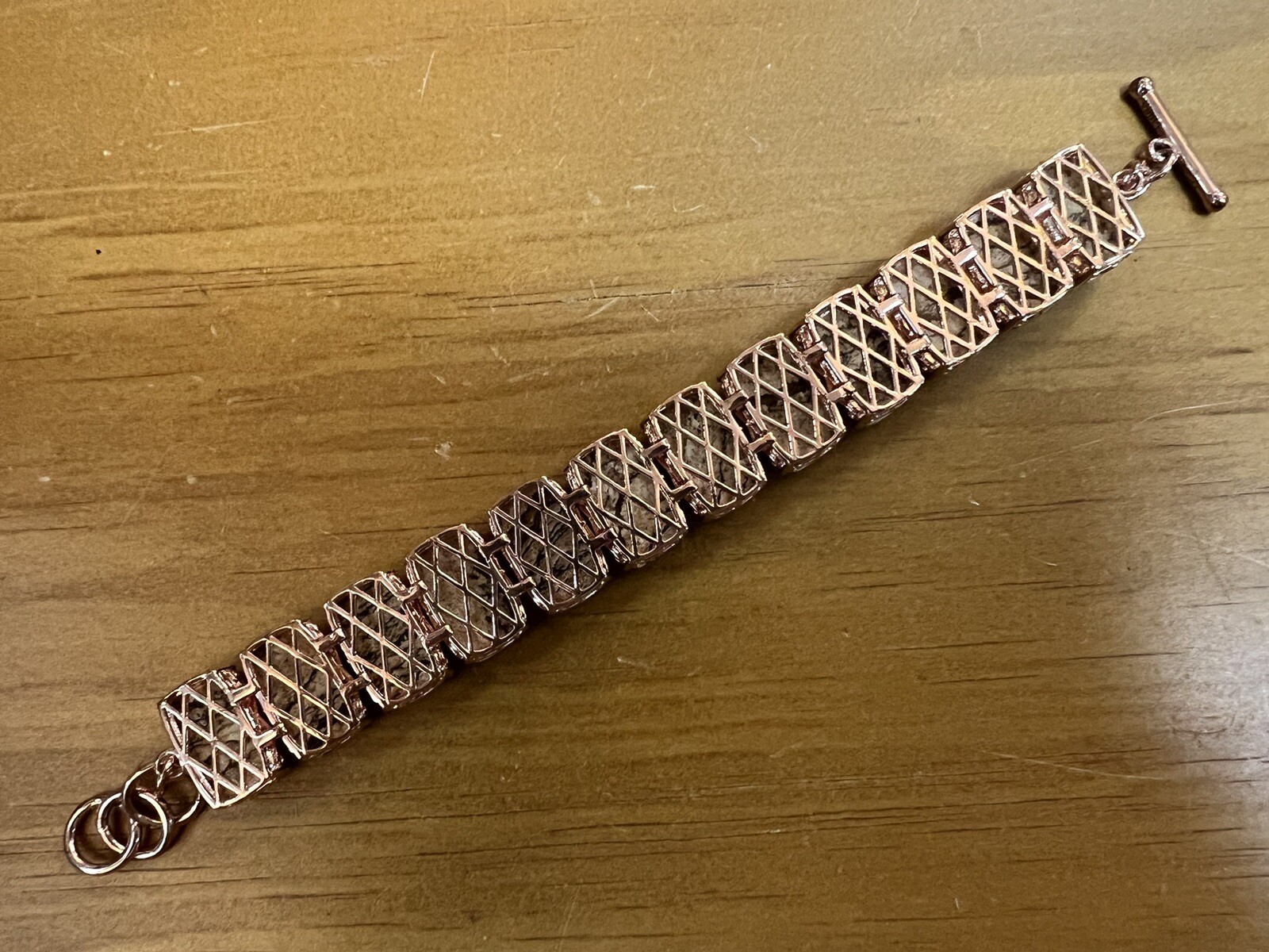Jasper Signed JZ Tennis Bracelet And Ring Set Matching Rose Gold Tone Plated