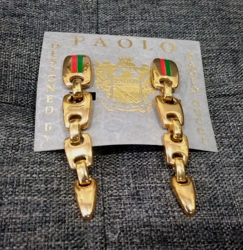 Gucci, Paolo 2 Necklaces, 2 Earrings & 2 Brooches Gold Plated Jewelry Lot Sets