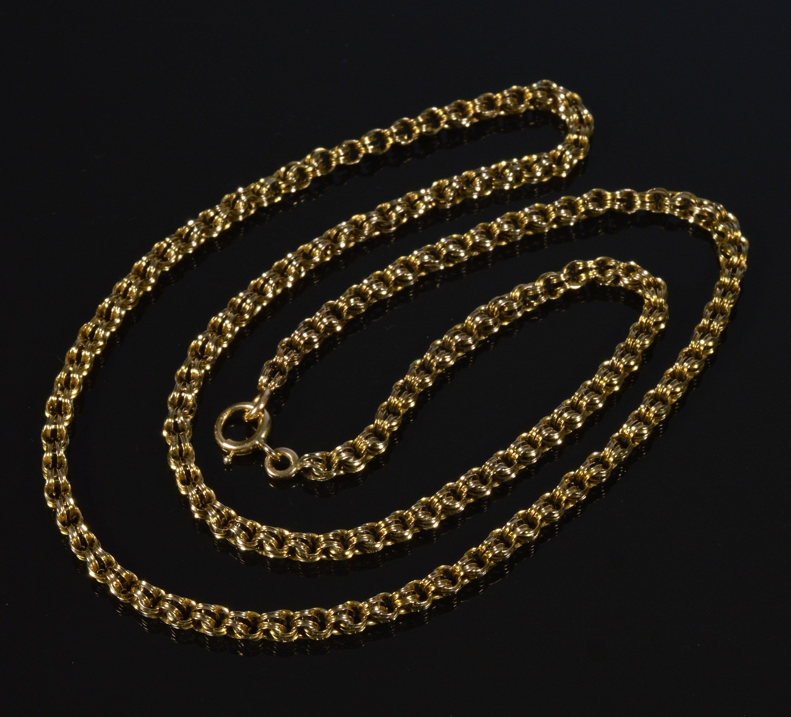 ANTIQUE VICTORIAN 10K GOLD FANCY LINK CHAIN NECKLACE C.1890 004063