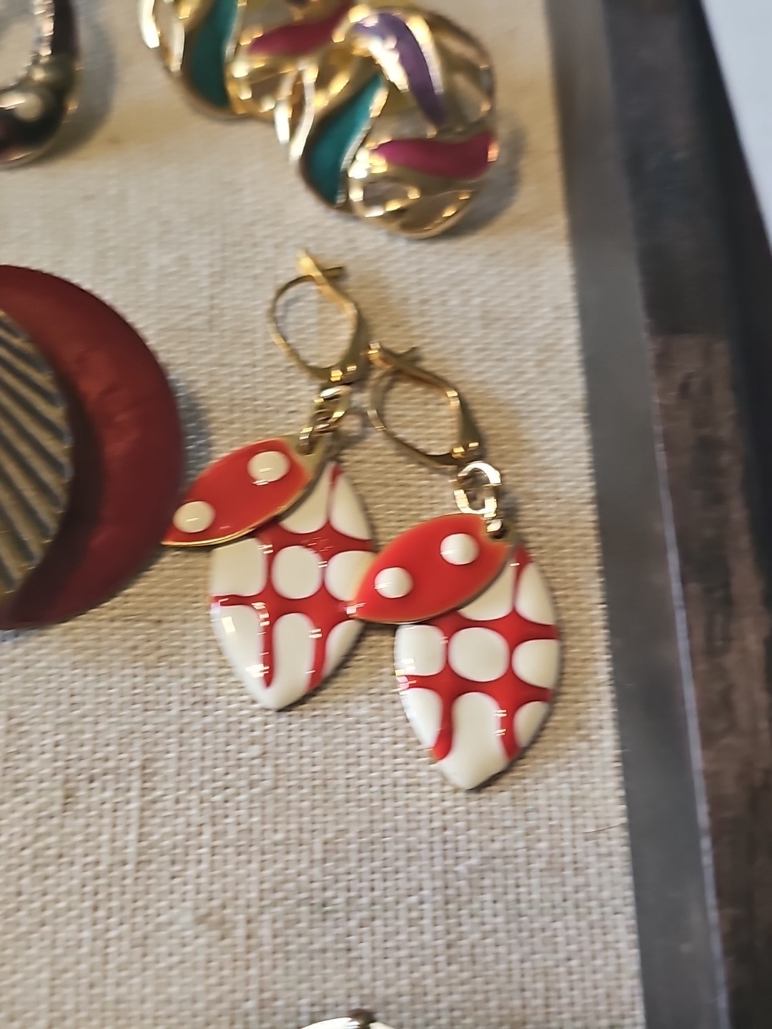 Retro Bright Enamel Post Earring 10 Pair Lot