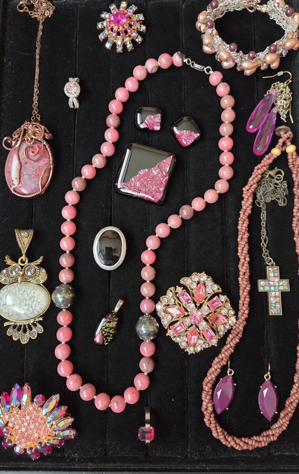 Vintage To Now Necklace Bracelet Brooch Earring Lot Mauve Purple Pink