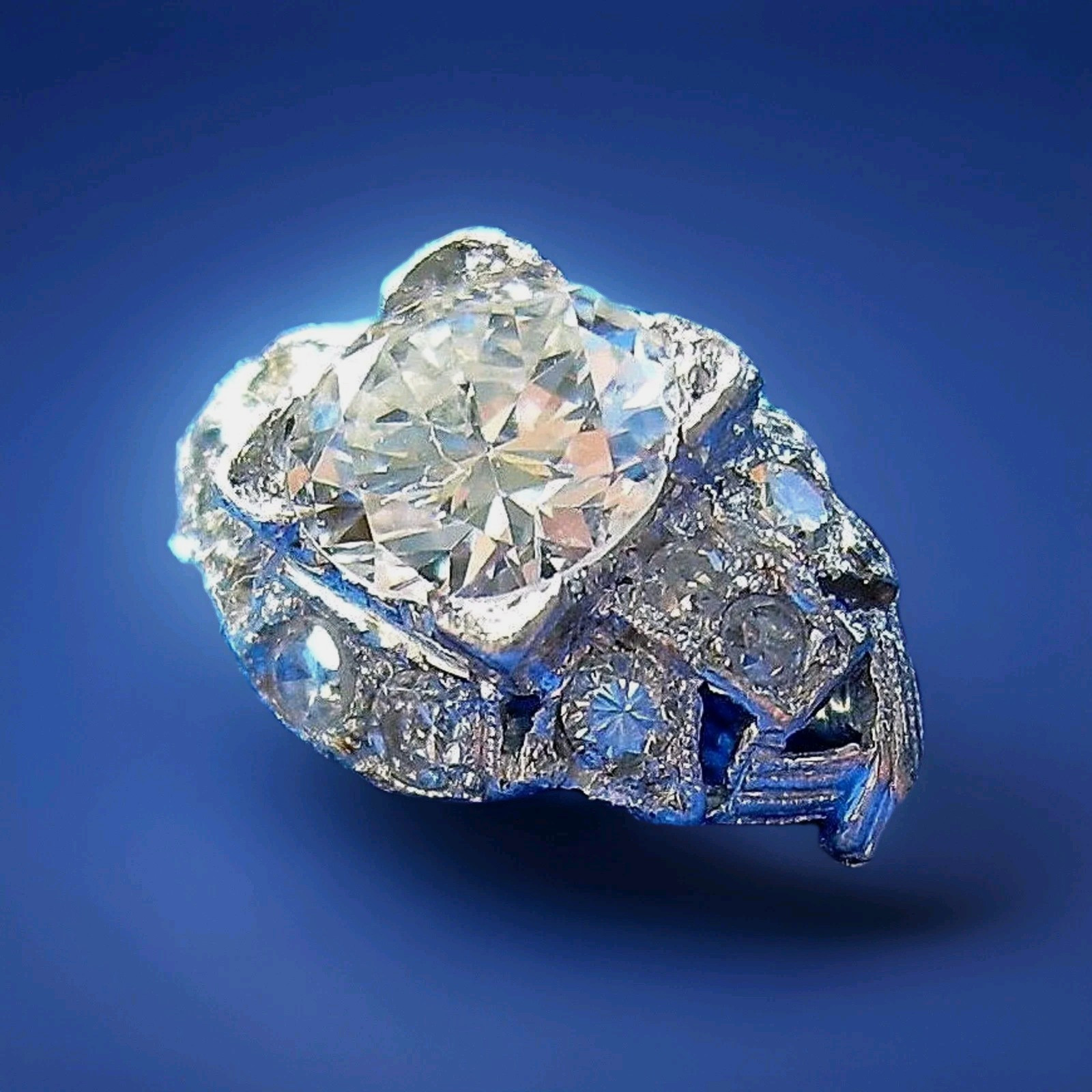 Original EARTH MINED DIAMOND Deco Engagement Ring Vintage PLATINUM Solitaire 6