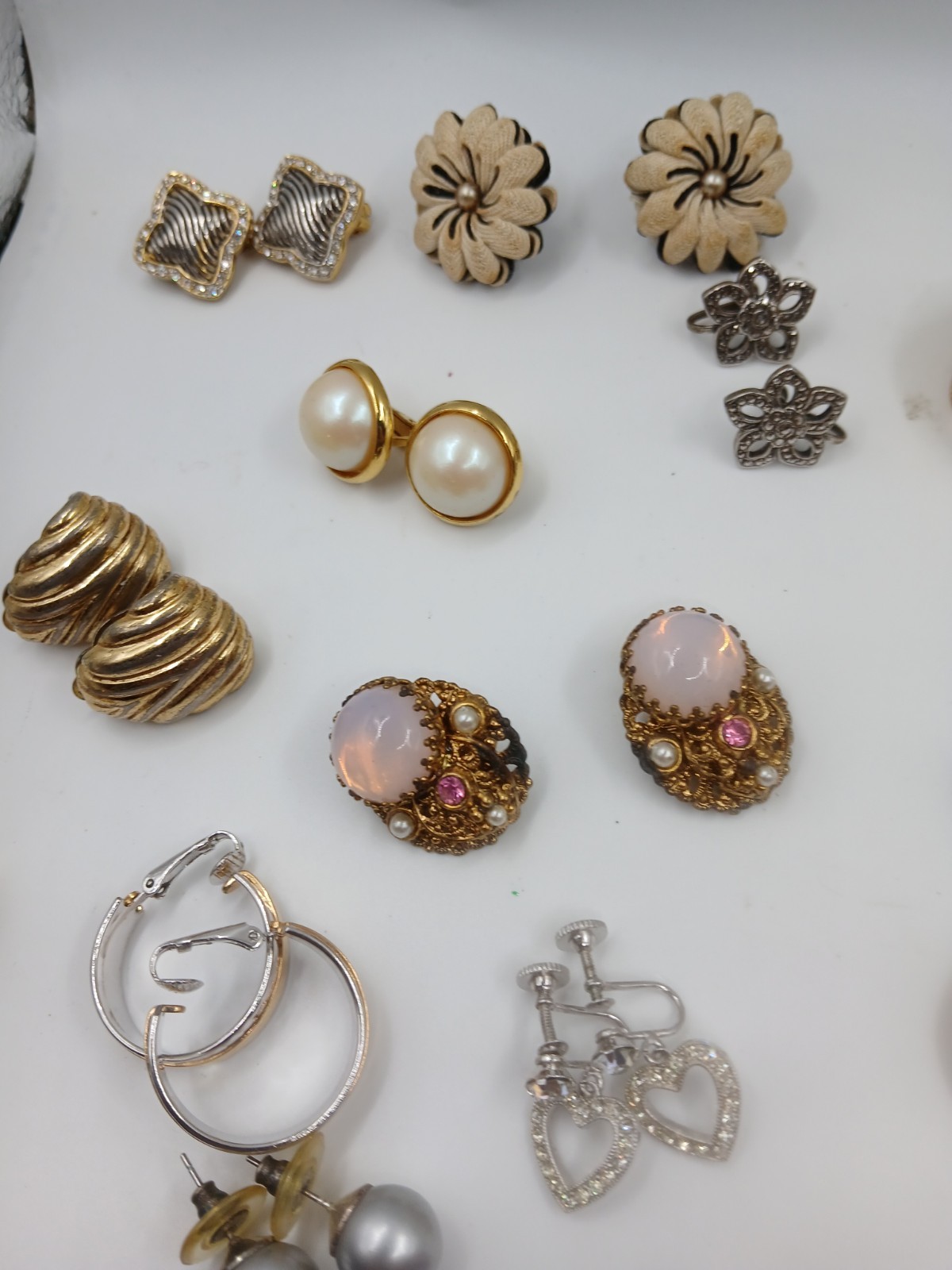 Lot 30 Vintage Now EARRINGS Clip and Screw On Rhinestone Enamel Costume Jewelry