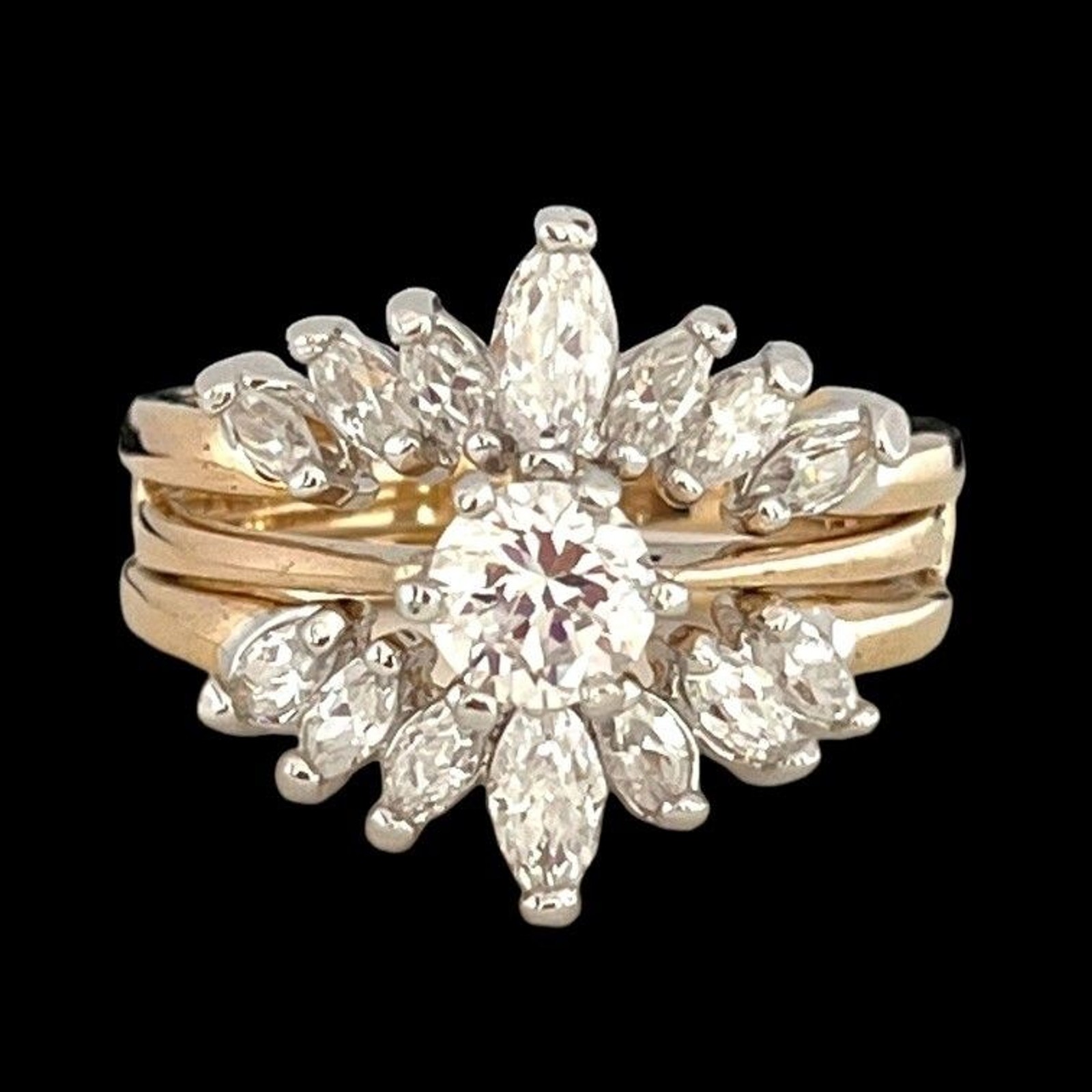 Vintage Wedding Ring Set Size 5 Cubic Zirconia 14K Gold Plate Mid-Century – 14F