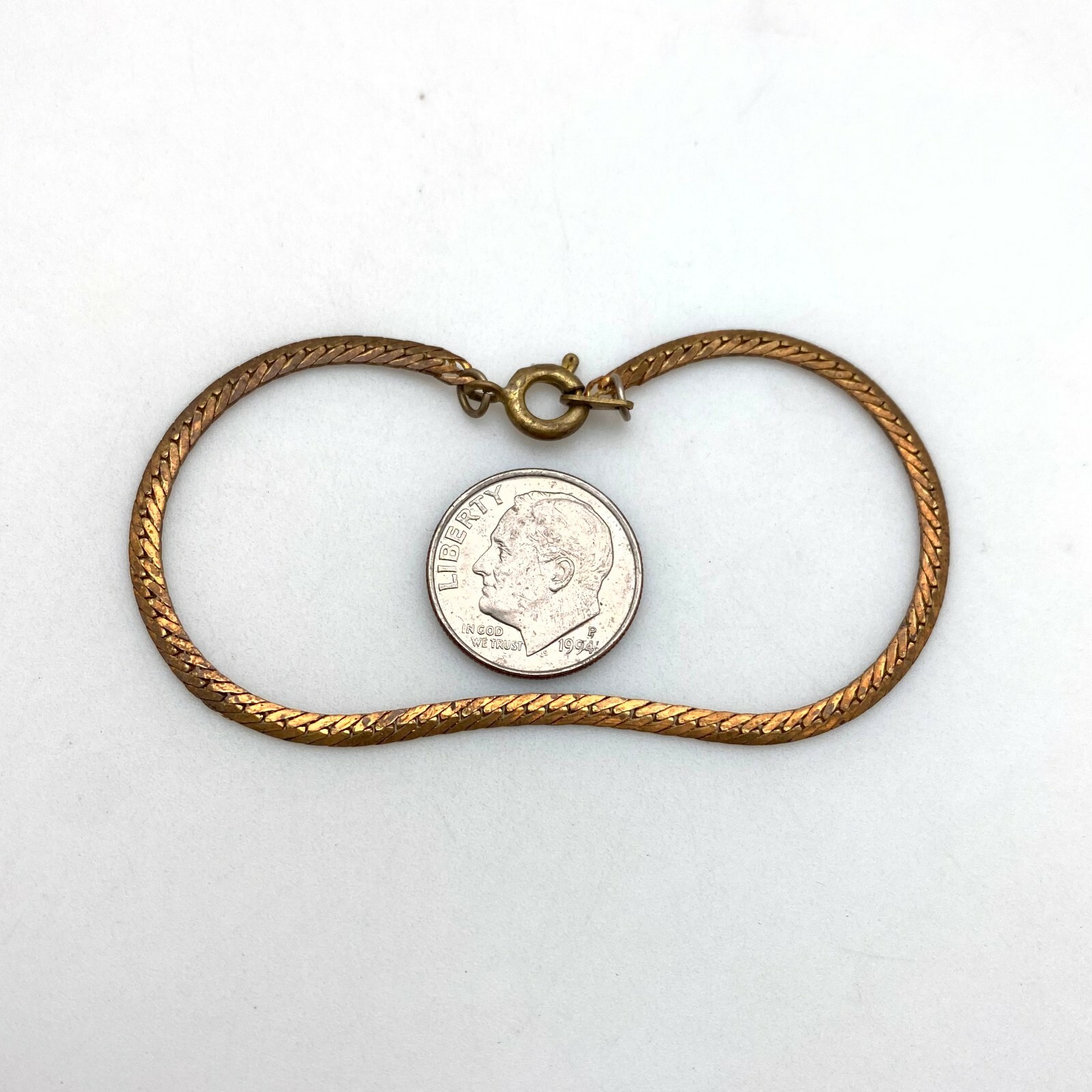 Vintage Brass Plated Snake Chain Bracelet (7 Inches) (FC43)