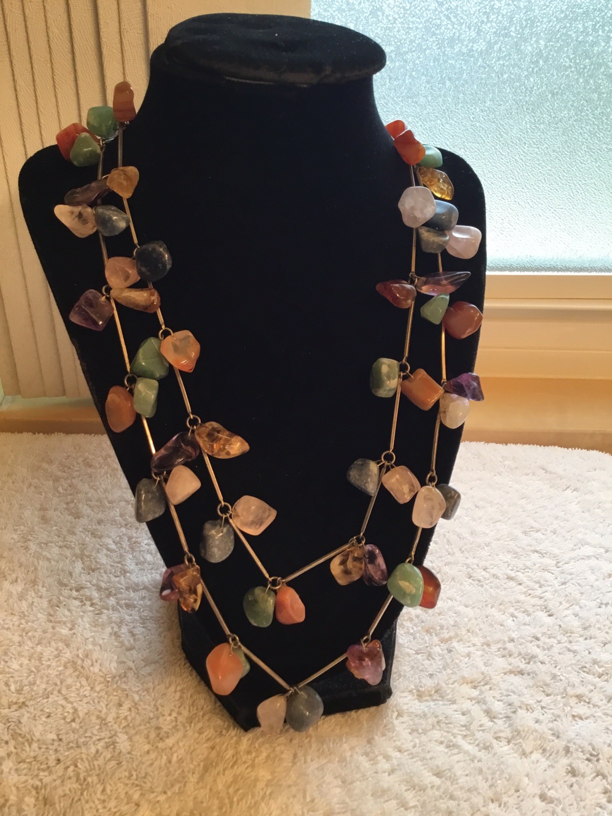 Vintage 2 SILVER NECKLACES LOADED with GEMSTONES