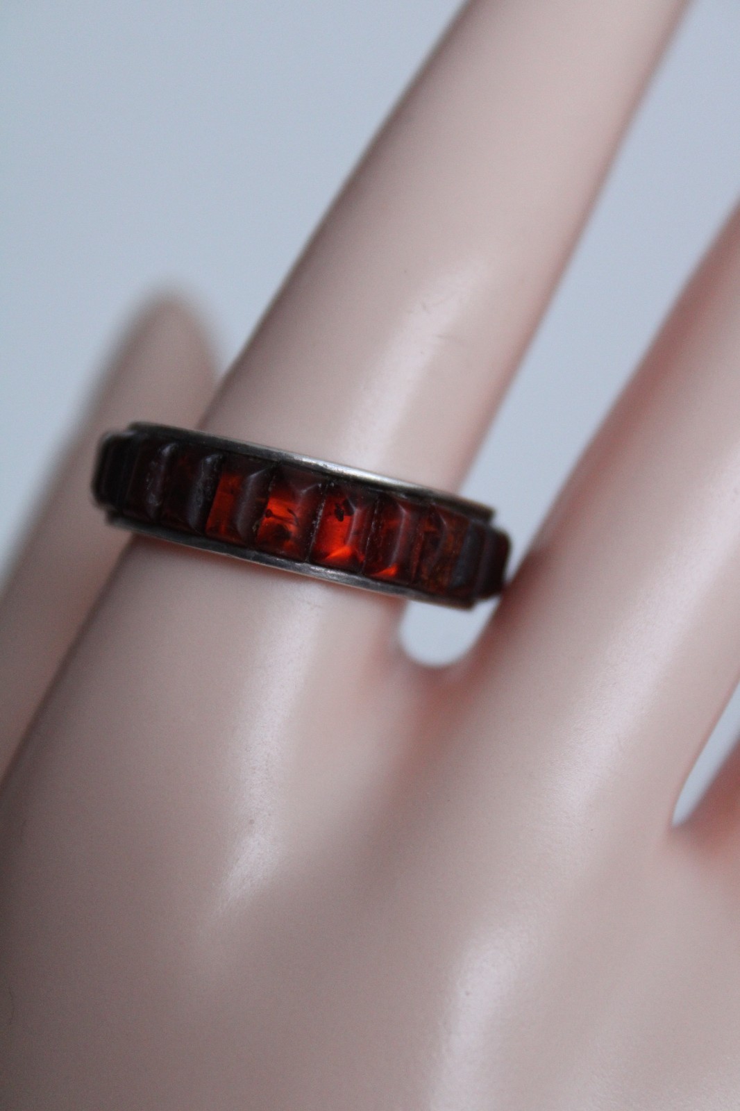 Vintage Sterling Silver Unisex Adult Garnet Ring, Signed: ST, S: 10.5