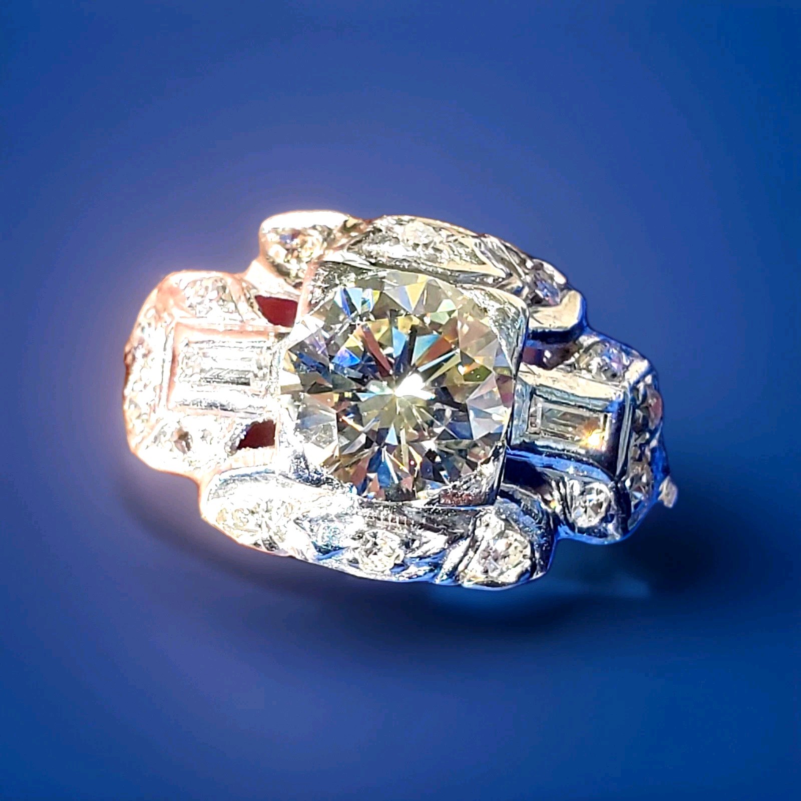 Original EARTH MINED DIAMOND Art Deco Engagement Ring Vintage PLATINUM Solitaire