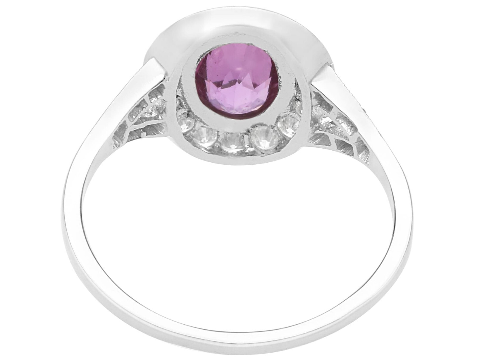 Vintage 1.88Ct Pink Sapphire Diamond and Platinum Dress Ring