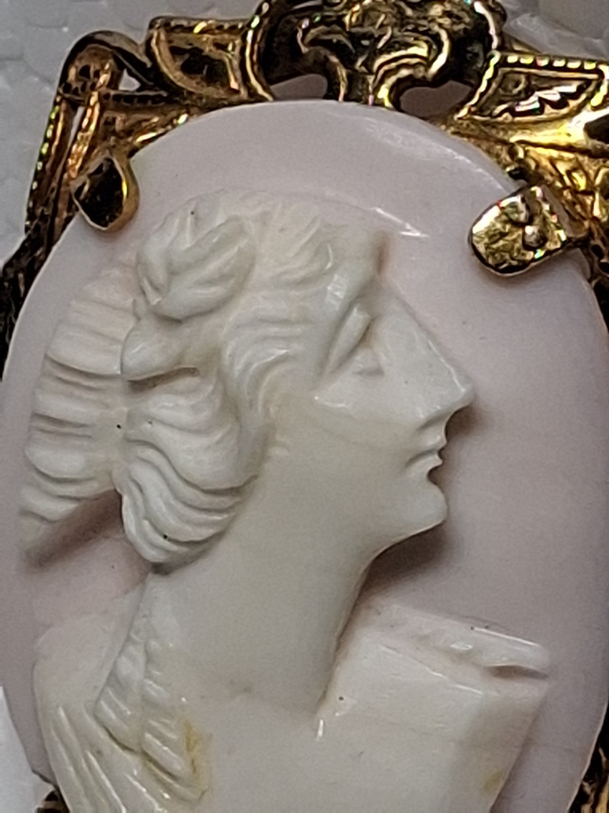Antique Shell Cameo Brooch Pale Pink 1/20 12kt Gf Damage To Cameo Noted In Photo