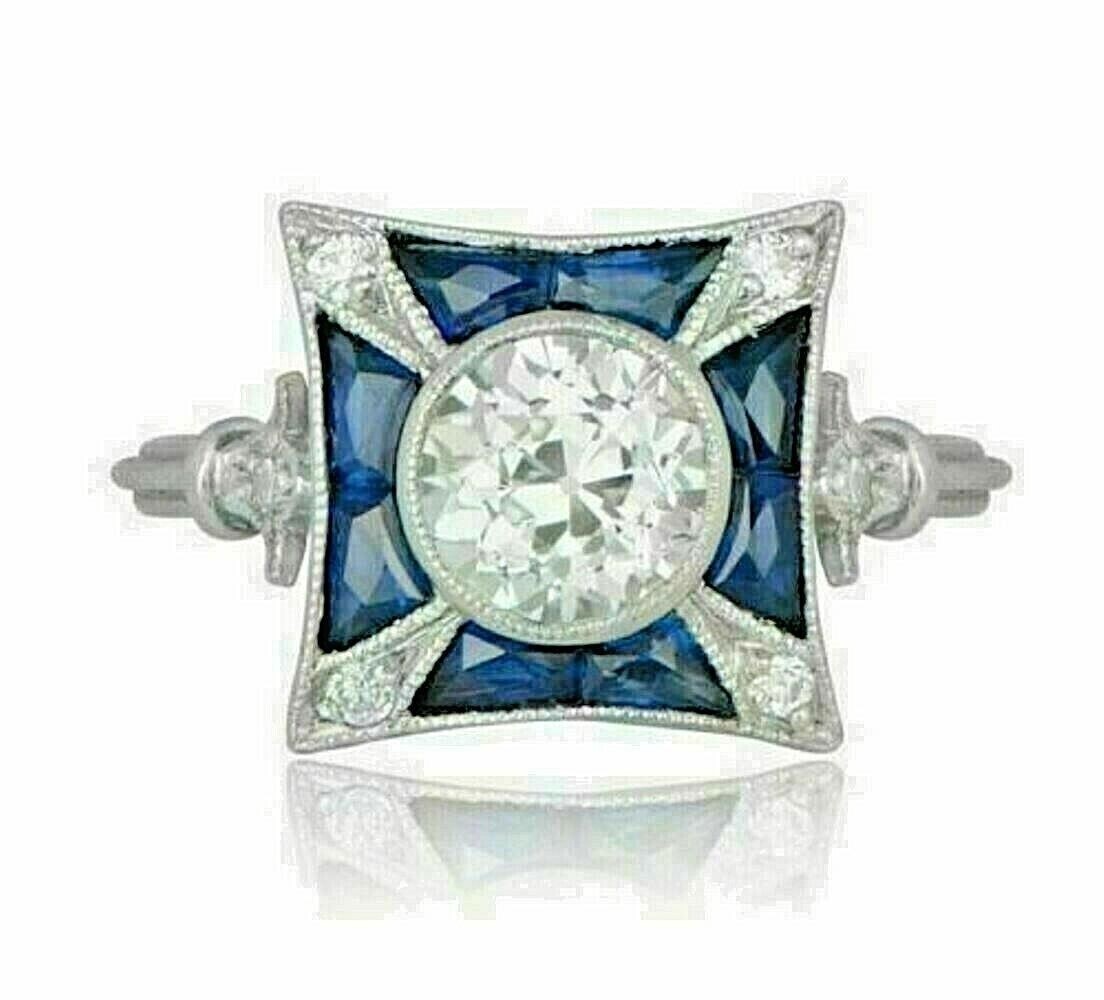 3.45Ct Vintage Art Deco Lab Created Diamond Engagement 14K White Gold FN Ring