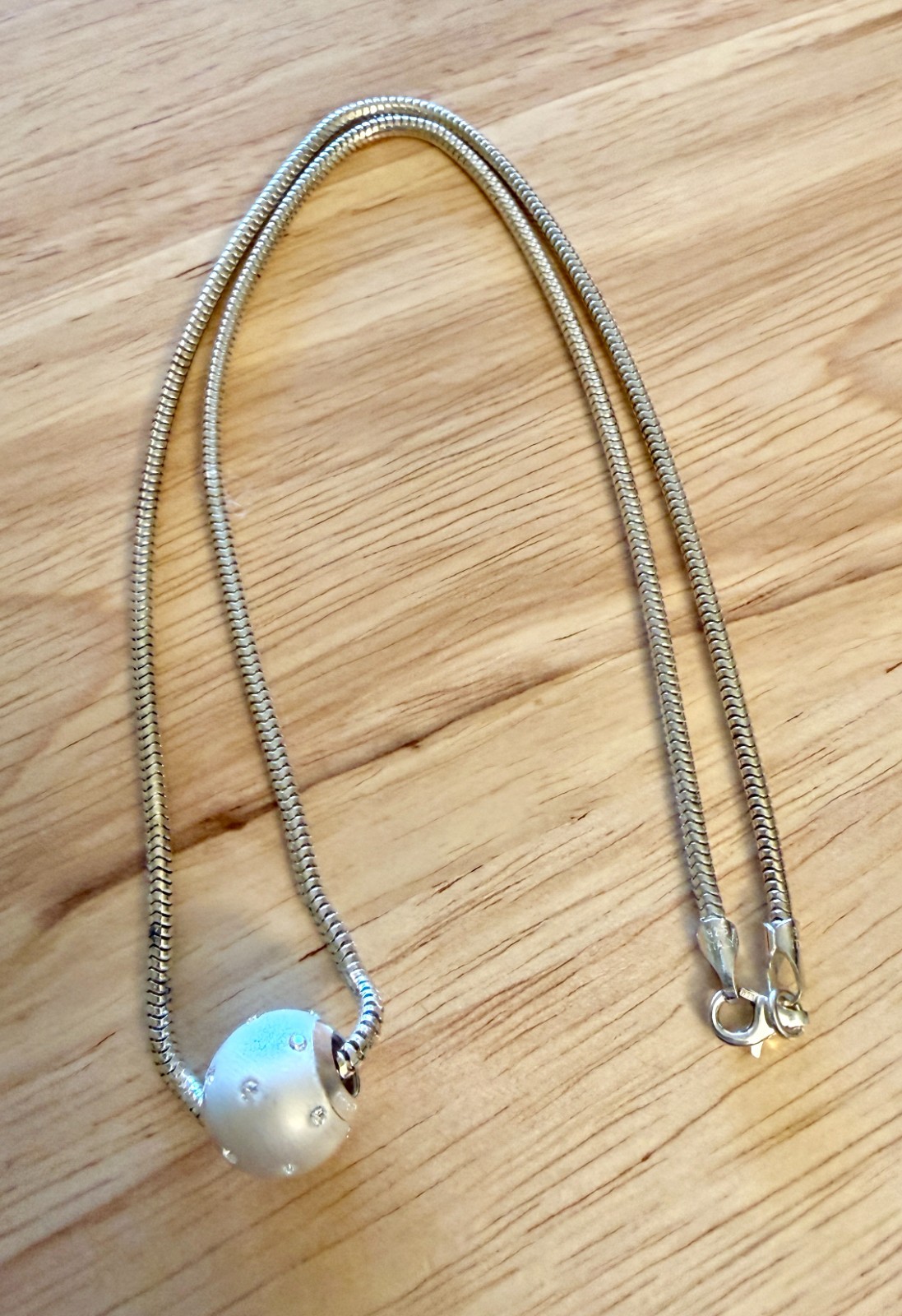 IBB TH 925 Sterling Silver Snake Chain Sliding Ball Pendant Necklace 20″ 12.5 Gr