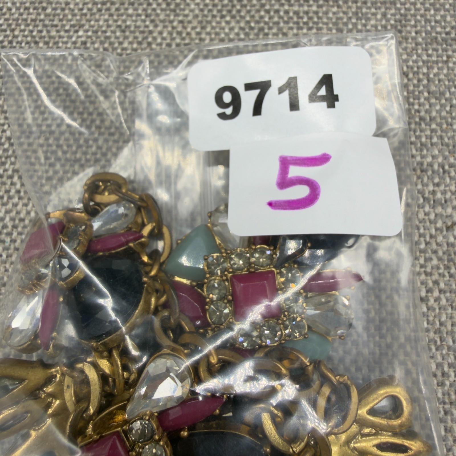 Vintage J Crew Necklace Jeweled Statement Burgundy Black Gold Tone 19 Inches