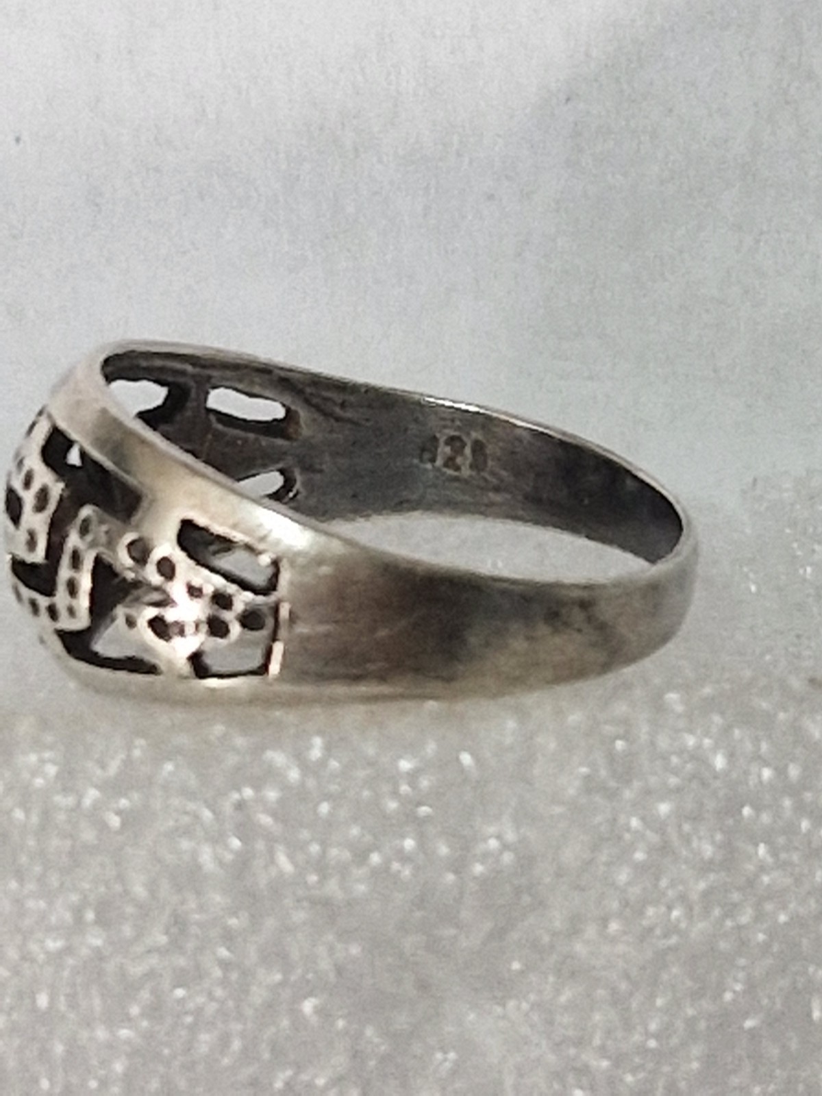 Vintage Sterling Silver 925 Greek Key Maze Cut Out Band Ring Size US 6.5