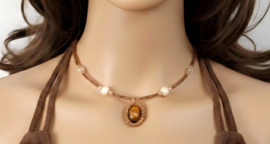 Memory Wire Choker, Brown Seed Bead Necklace, Fairycore Jewelry