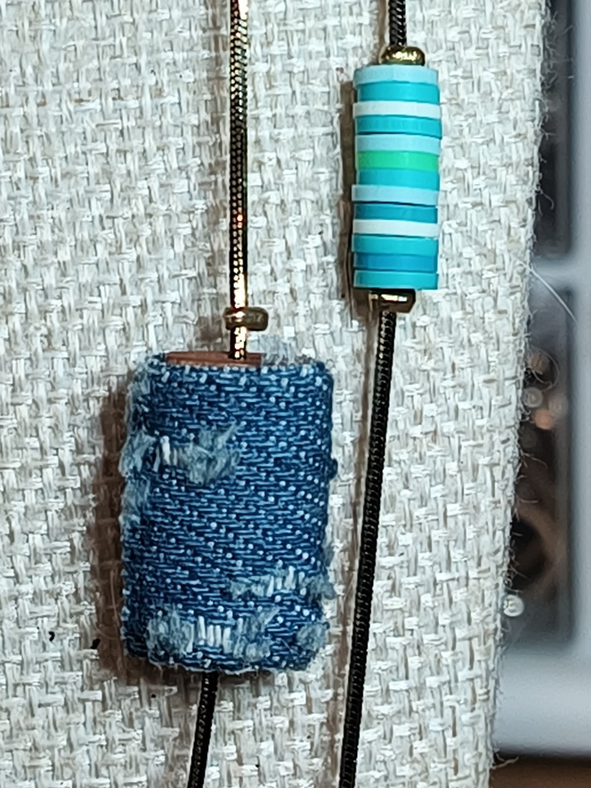 C1946 Vintage Mixed Media Artisanal – Denim & Beads – Bohemian – South Western –