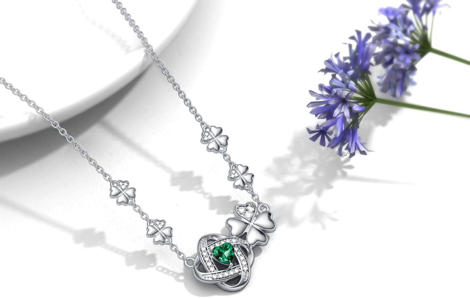 Sterling Silver Four leaf Clover Necklace Birthday Anniversary Gifts for Women